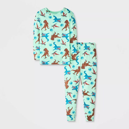 Toddler Boys' 2Pc Jurassic World Long Sleeve Viscose Snug Fit Pajama Set - Green