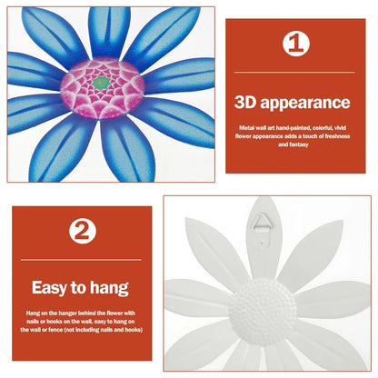 Metal Flower Wall Decor, 4 PCS Metal Outdoor Wall Art Decor, Metal Fence Art Wall Sculptures for Indoor outside Garden Patio Wall Decorations