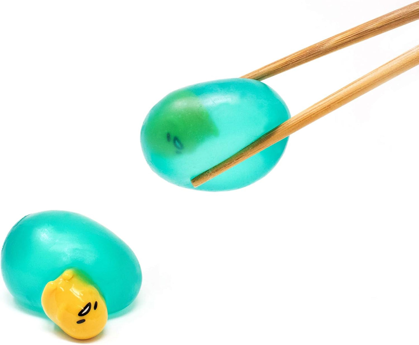 Gudetama Lazy Egg Yolk Cute Character in Sticky Stretchy Water Egg Squishy Toy (Green) Party Favors, Stress Balls, Birthday Gifts, Basket Fillers, Kawaii Squishies for Kids, Boys, Girls, Adults