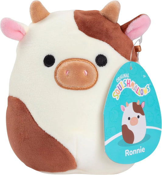 Original 5-Inch Ronnie the Brown Cow - Official Jazwares Plush - Collectible Soft & Squishy Mini Stuffed Animal Toy - Add to Your Squad - Gift for Kids, Girls & Boys